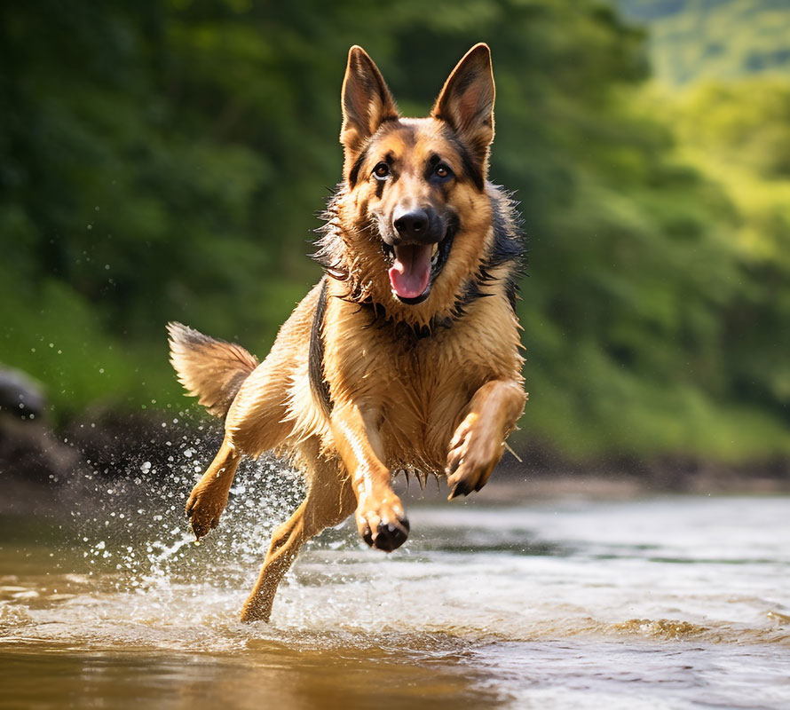 Bessere Beweglichkeit mit Canimol agil – Schäferhund springt